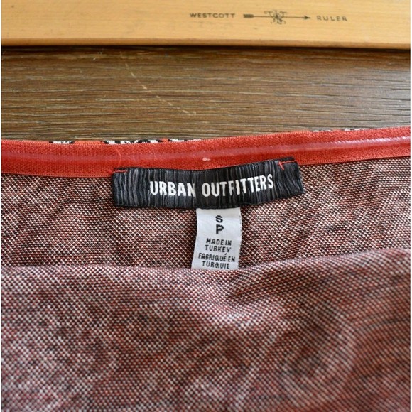 Urban Outfitters Orange/Red Paisley Print Strapless Tube Knit Dress - Picture 3 of 6